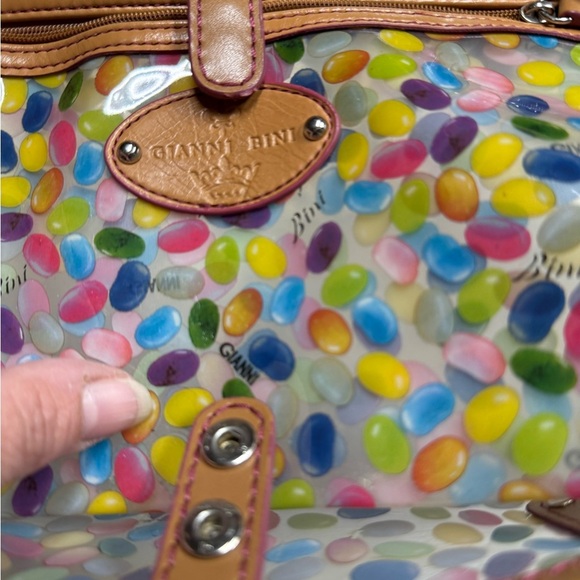 Gianni Bini Vibrant Jelly Bean Tote with Brown Handles - Picture 3 of 6